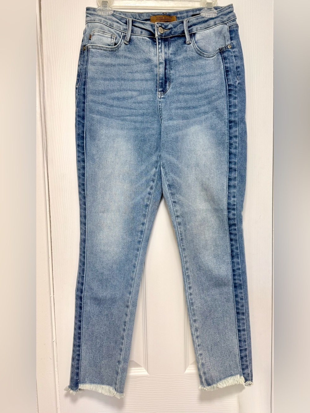 Judy Blue Two-Tone Light Blue Side-Panel Skinny Jeans